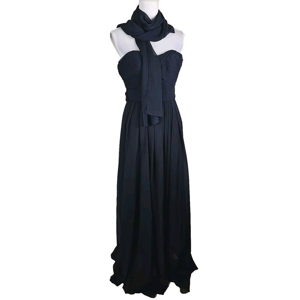 Angelina Faccenda Maxi Prom/Bridesmaid Dress Chiffon Ethereal Black Size 4.